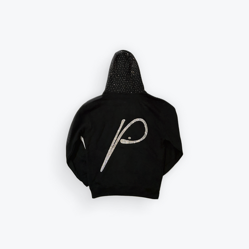 Primegold Original Rhinestone Black Zip Hoodie