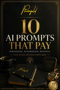 Promotional image for '10 AI Prompts That Pay' by Primegold, featuring a coffee cup, notebook, and Primegold logo.